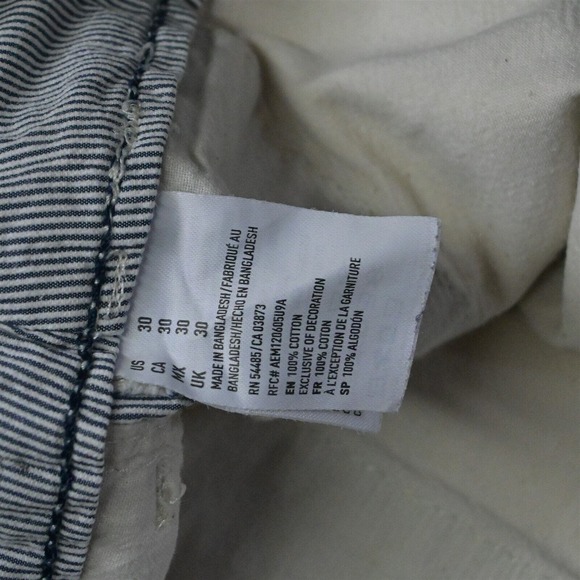 American Eagle 30 x 9" Blue White Stripe Classic Chino Shorts - Picture 4 of 7